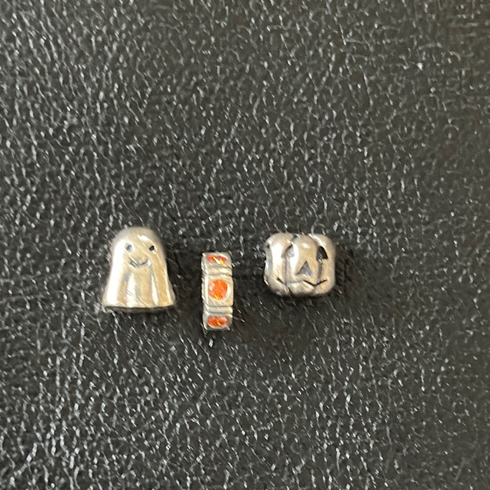 Sterling Silver crystals Pandora Halloween Charms Set ghost pumpkin